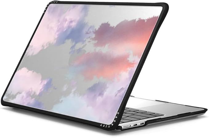 CASETiFY Impact MacBook Air 13.6" (M2-M4) Case [Cushioned Impact Corners/Scratch-Resistant/Anti-Slip Grip] - Clouds - Clear Black