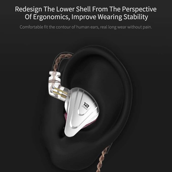 KZ Wired Earbuds ZSX in-Ear Headphones with Dynamic Crystal-Clear Sound and Ergonomic Custom-Fit Earpieces (S/M/L), 3.5mm Jack for Phones and Laptops(with Mic,Black)