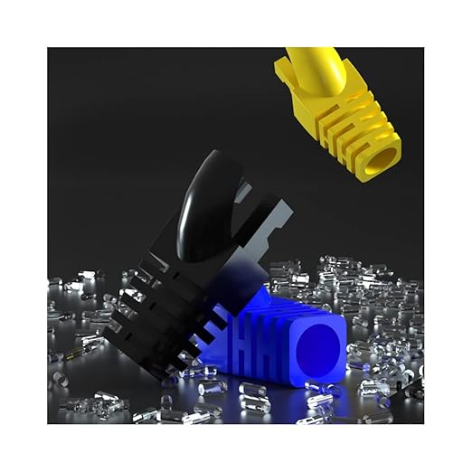 50 Pcs Cat5 Cat5E Cat6 Strain Relief Boot, RJ45 Plug Connector Cover Modular Network Plug Connector Cap Cable Connector Boots, Yellow