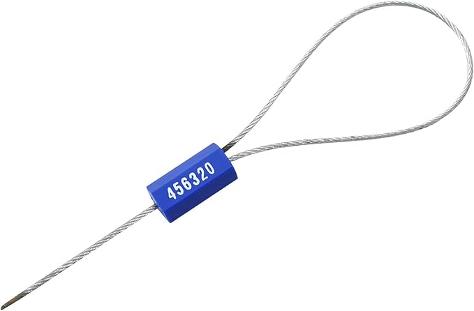 Leadseals(R) 50 Security Cable Seals Numbered Security Tags Tamper Proof Tags Pull Tight Steel Wire Seals for Truck, Trailers, Cargo, Containers, Vans, Oil Tank, Milk Vehicle (Blue, Pack of 50pcs)