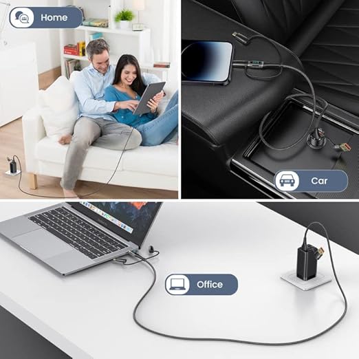 USB C to Multi Charging Cable, USAMS 100W 4FT 5A Type C to Type C Fast Charger Charging Cord with LED Display 5-in-1 C/A to C/Micro/IP Sync Charger Adapter Compatible for Laptop/Tablet/Phone