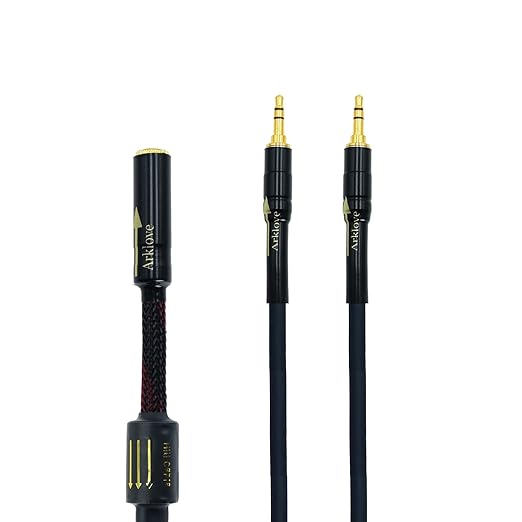 Arklove 3ft Shielded 1/8" aux Input 3.5mm Female 2X 3.5 Output Splitter Stereo Video Audio Cable Out 3.5 Male to Two 3.5 Male in Dual Speaker Cord 24k Gold Plated