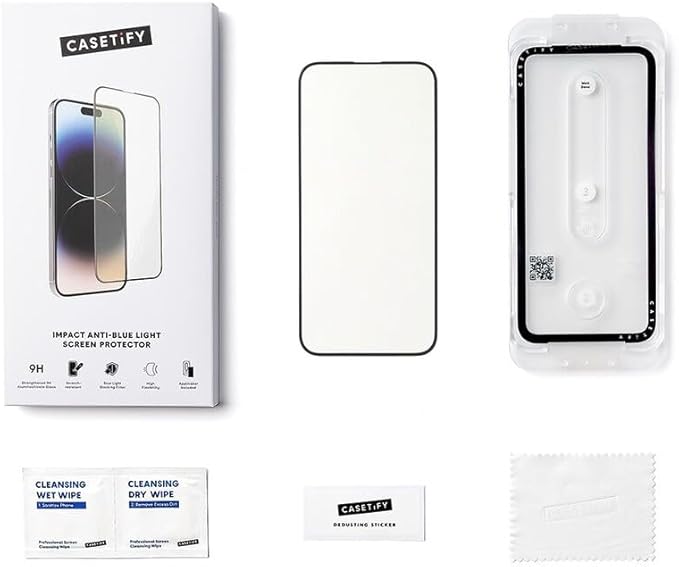 CASETiFY Impact Anti-Blue Light Screen Protector [Strengthened 9H aluminosilicate glass, applicator included] for iPhone 16 Pro Max