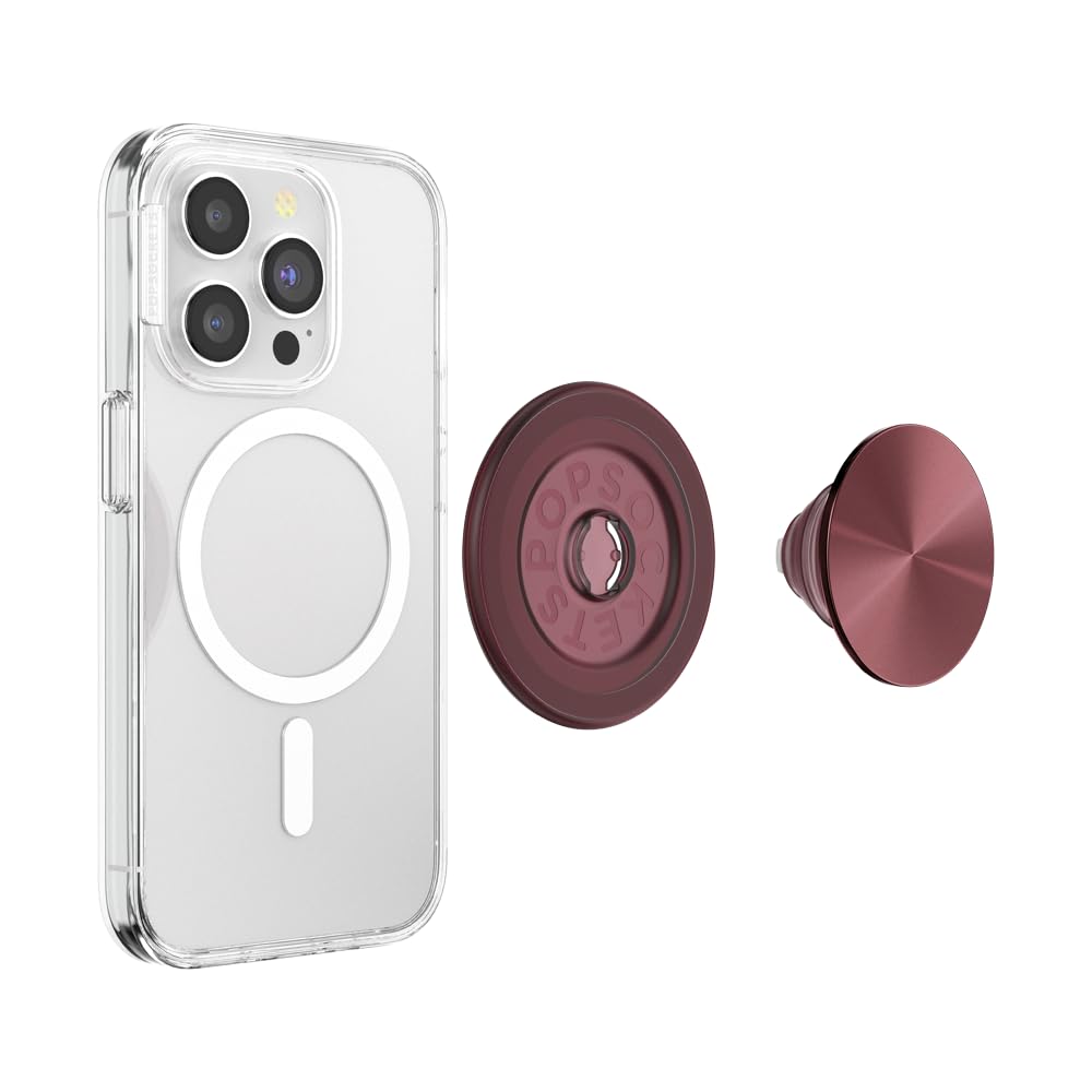PopSockets Phone Grip for MagSafe, Magnetic Holder, Phone Stand, Burgundy - Alum Radial Oxblood
