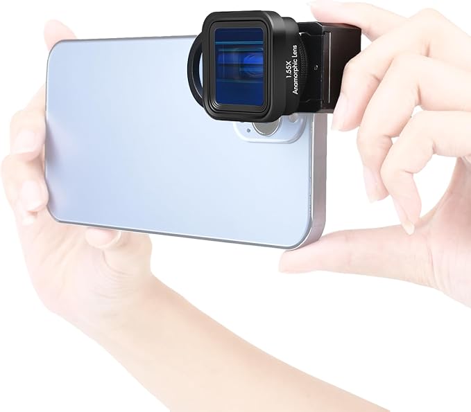 Andoer Anamorphic Movie Lens 1.55X - Universal Lens Clips & Carry Bag - Compatible with iPhone 15/14/13/12/11