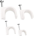Pro-Grade, Cable Clips with Steel Nails 6mm, 8mm, 10mm, 12mm Size Wire Holders and Tacks 100 Each. Durable, UV Resistant Easy Install Plastic Clips Organize Coax, Ethernet, Cat5, Cat6 and Other Cords