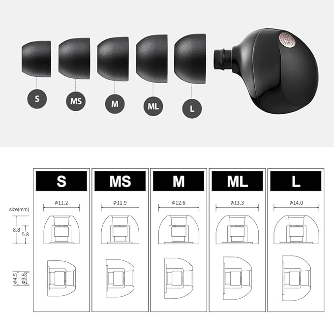 AZLA Foamax Standard (MS), Foam Earbud Tips, Memory Foam Earbud Tips for Wireless Headphones, Noise Canceling Earbuds Replacement Tips Compatible with Sony, Beats, Samsung, Skullcandy