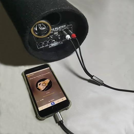RCA Audio Cable, iOS Phone to 2 Male RCA Stereo Audio Y-Adapter for iPhone/Sound Box/Amplifier/Home Theater etc. (3.4ft)