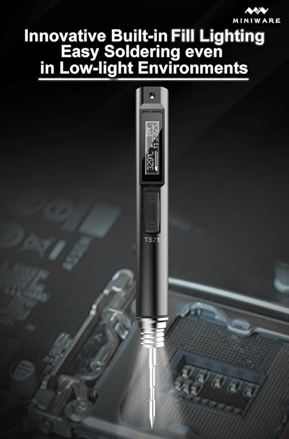 TOOLSAGE Soldering Iron Kit TS21,Front Lighting,3 Seconds Melts Solder,Fast Heating,DC9-24V Max 100W Soldering-Iron Gun with Adjustable Temp 100-450℃,Compatible with 210 type Iron Tips