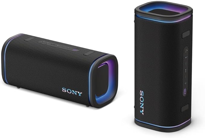 Sony ULT Field 5 Wireless Portable Bluetooth Speaker, IP67 Waterproof, Dustproof, and Rustproof with Enhanced Bass, 25 Hour Battery, 360° Party Light, and Shoulder Strap (SRSULT50B), Black