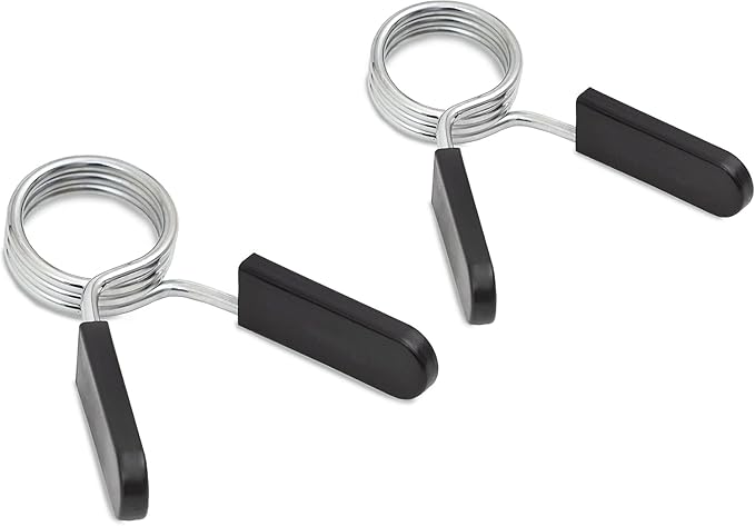 2Pcs Black 2 Inch Barbell Clamps, Stainless Steel Spring Collar Clips Weight Bar Clamps Dumbbell Barbell Handle Locking Clip for Weightlifting Strength Gym Fitness Training Accessories, Collars