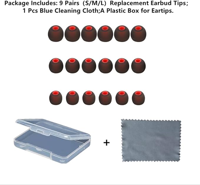 Silicone Replacement Earbud Tips Ear Tips Fit Most in-Ear Earbuds(Inner Hole 3.8mm -5.1mm) Headphone Earbud Covers Eartips 9 Pairs S M L