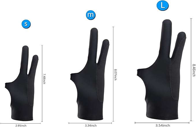 SPBMY Drawing Glove 2 Pack,Two-Finger Artist Glove for Drawing Tablet, Paper Sketching, iPad. Digital Art Glove, Drawing Glove Right Hand and Left Hand, Black