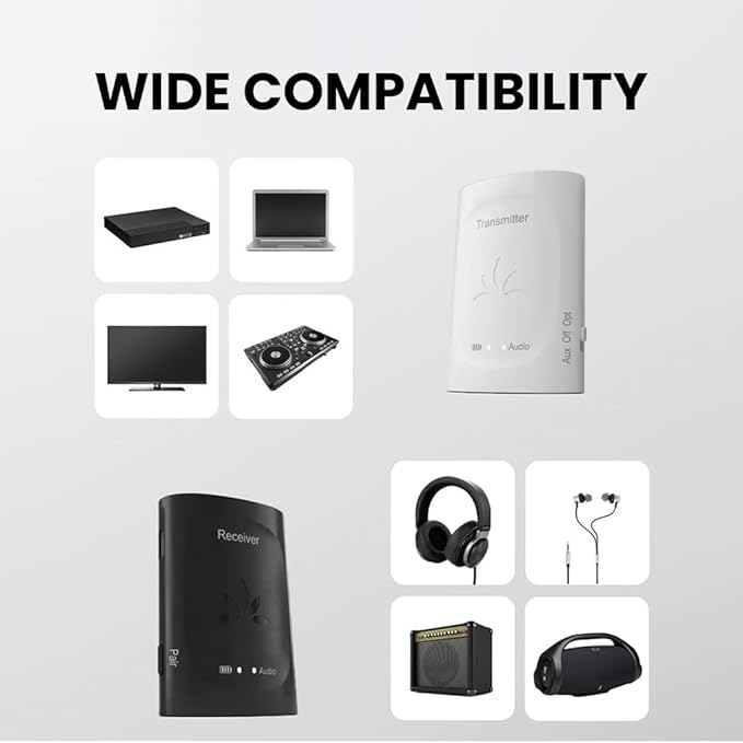 Avantree Audiplex - Wireless Audio Transmitter & Multiple Receivers Set for AV Receivers, Projectors, PA Systems, Hearing Assistant in Church, Broadcasts to 100 Multiple Headphones & Speakers