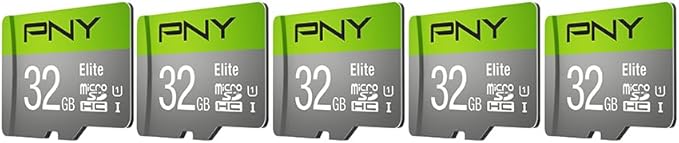 PNY Elite™ Dash Camera Class 10 U1 V10 microSDHC Flash Memory Card - up to 100MB/s Read Speed, Full HD Photo & Video, Ideal for Dash Cams, Compatible with DSLR Cameras, HD Video Cameras, 5-Pack