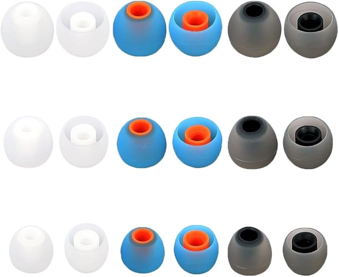 Earbud Tips Ear Bud Tips Soft Anti Slip Washable and Reusable Silicone Replacement Earbud Tips Fit Most in-Ear Earbuds(Inner Hole 3.8mm -5.1mm) 18pcs S M L