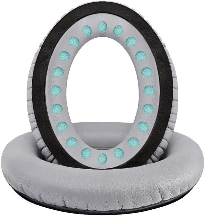 Professional Headphone Replacement Ear Pads for Bose QuietComfort 35 QC 2 15 25 Earpads Cushion for QC2 QC15 QC25 SoundTrue SoundLink Around-Ear Headphones (QC35/35ii, Silver Cushion + Grey Mat)