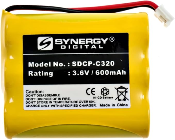 Synergy Digital Cordless Phone Battery, Compatible with AT&T-Lucent 3301 Cordless Phone, (NI-CD, 3.6V, 600mAh) Ultra High Capacity, Replacement for GP GP60AAS3BMJ Battery