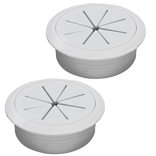Desk Grommet 2-3/8" (60 mm), Desk Hole Cover for Cables Grey, Cable Grommet ABS Plastic, Desk Hole Grommet for Office and Home Table Cable, Detachable & Flexible Cable Cord Organizer-2 Pcs