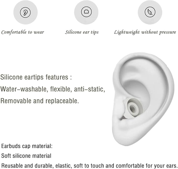 4 Pairs Silicone Ear Tips Earbuds Replacement Tips Earbuds Cap Eartips Tips Compatible with Powerbeats 1/2/3 Wireless Beats by Dre Headphones (Light Gray)
