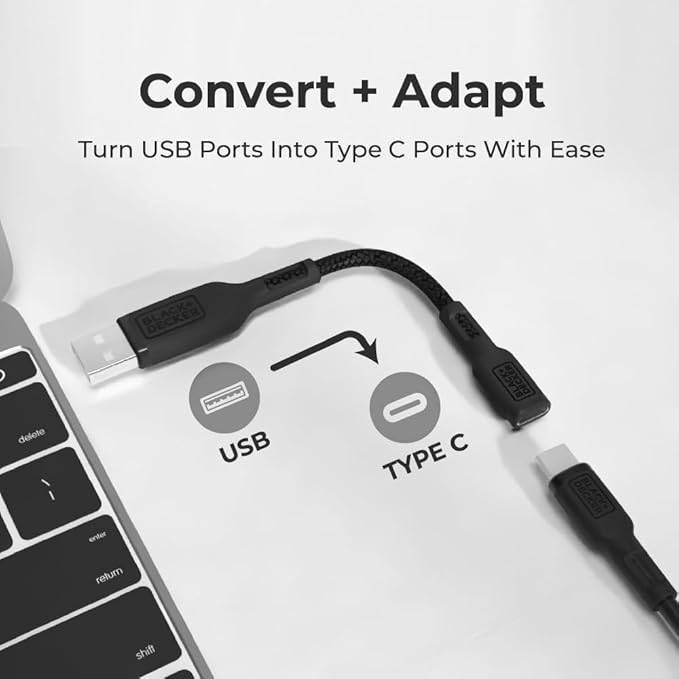 BLACK+DECKER USB C to USB Adapter [2 Pack], Type C Female to USBA Male OTG Cable USBA to USBC Adapter Apple Compatible with MacBook Pro/Air, iPhone 16/15 Series, Samsung Galaxy S24/S23/S22, Black