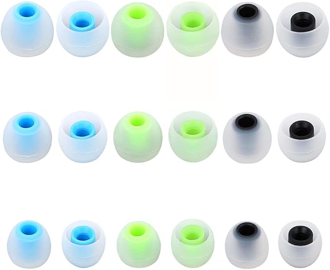 Earbud Tips Soft Anti Slip Washable Reusable Silicone Fit Most In-Ear Earbuds (Inner Hole 3.8mm-5.1mm) 18pcs S M L