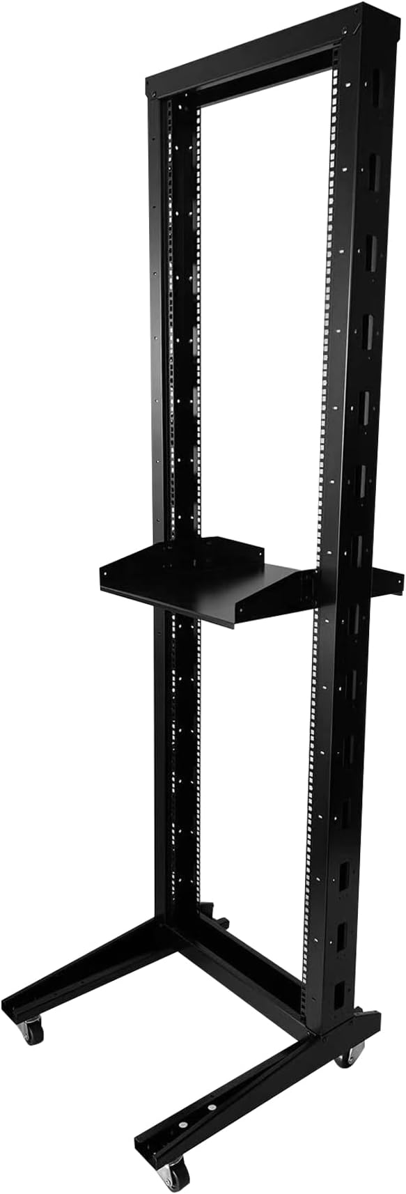 2 Post 38U Open Frame Server Rack 2-Post Server Rack Network Rack,with Movable casters，Comes with 2 Center Trays,for 19 Inch Equipment, Networking Data & IT Devices,1020lbs Weight Capacity(2P-DL-38)