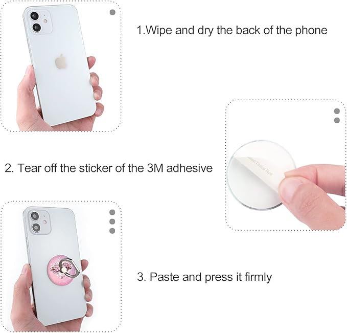 Bonoma Phone Ring Holder, 3 Pack Universal Finger Ring Stand Grip Kickstand Ring for All Smartphones (Diamond)