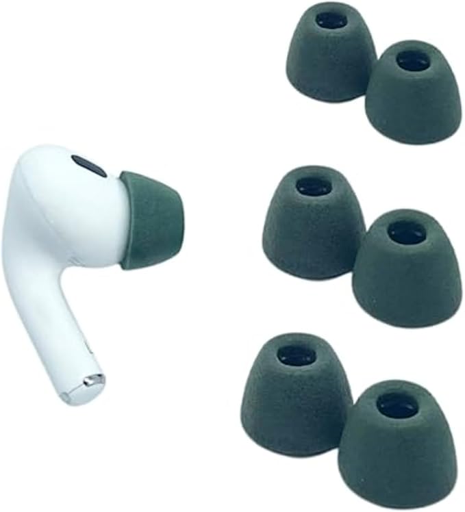 Comply Memory Foam Replacement Earbud Tips for Apple AirPods Pro 1 & 2 | Ultimate Comfort, Secure Fit, Superior Noise Isolation | Anti Slip, Prevent from Falling Out | Green, Medium (3 Pairs)