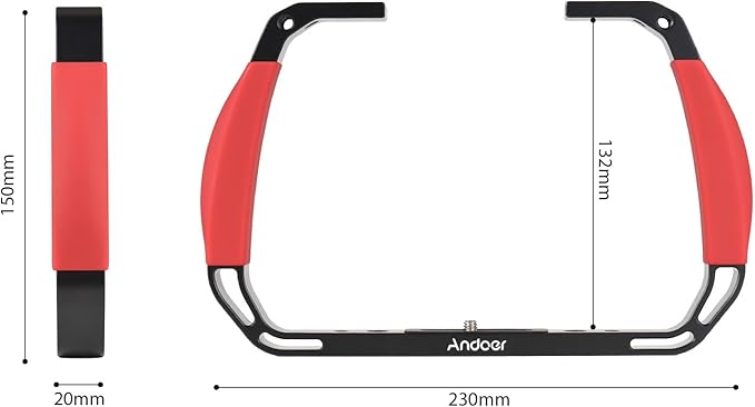 Andoer Cage Advanced Cage Kit Mounting Kit for Camcorder Aluminium Alloy Sports Camera Underwater Diving Rig Portable Stabilizer for Action Camera Cage Dive Rig, red