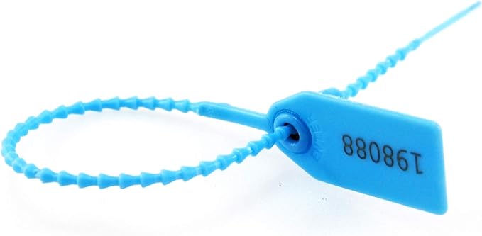 Plastic Tamper Seals, Zip Ties for Fire Extinguishers Pull Tite Security Tags Numbered Disposable Self-Locking Signage Tie 250mm Length (100 PCS, Light Blue)
