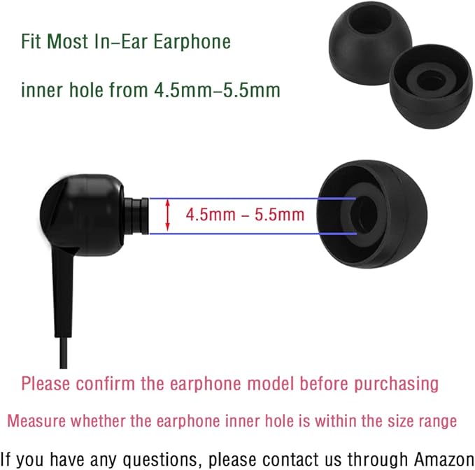 Silicone Earbud Tips Replacement Ear Tips for in- Ear Headphones Rubber Tips Ear Buds Replacement Earbuds Tips 9 Pairs S M L, Black