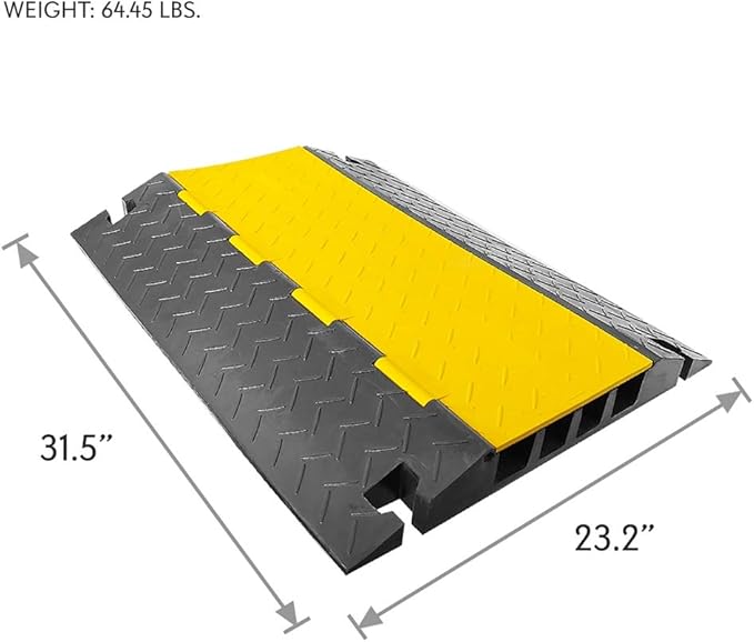 Pyle Hose & Cable Protection Ramp - Extra Heavy Duty Four Channel Extra Large Opening for Water Hose Car Truck Pedestrian Ramp Supports 55000 Lbs, Flip-Open Cover, 31.5” x 23.2” x 3.14” PCBLCO108