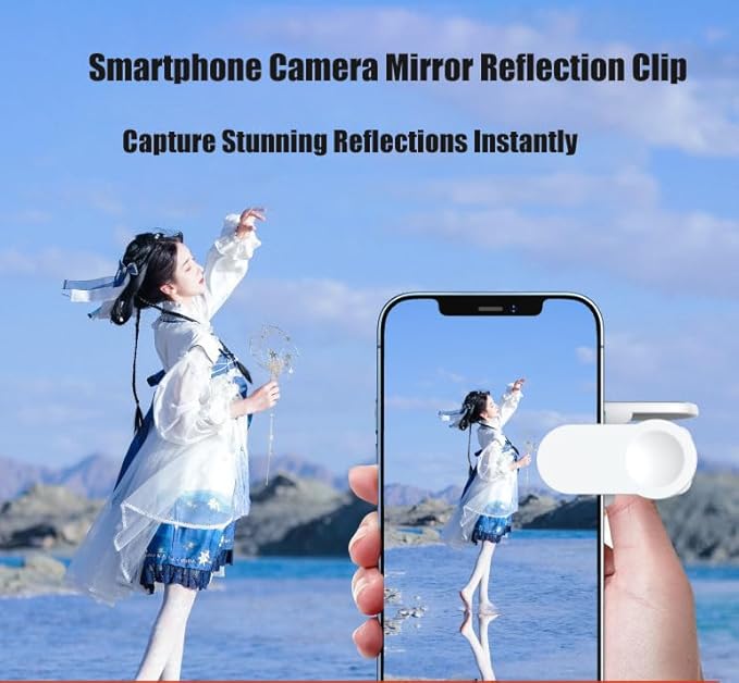 Mirror Effect Lens - Capture Stunning Reflections Instantly,Camera Mirror Reflection Clip for Back Camera Recording, Adjustable Hd Glass Phone Shooting Reflection Mirror (Black-Control)