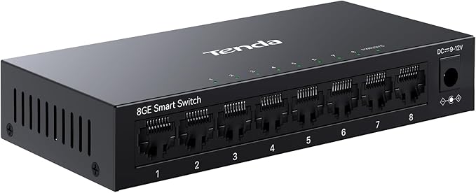 Tenda TEG208E 8 Port Managed Gigabit Switch, Easy Smart Managed, Base-T Ports, Desktop/Wall-Mount, VLAN/IGMP/LAG/QoS, 16Gbps Switching Capacity, Fanless Metal Design