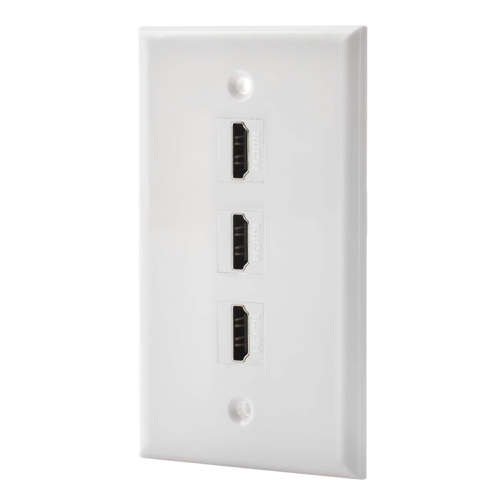LULOSK 3 Port HDMI Female to Female Wall Plate in White (HDMI 3 Port)