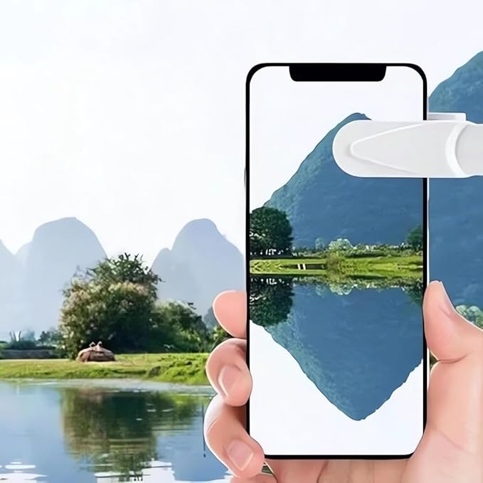 2024 Smartphone Camera Mirror Reflection Clip Kit -【New Version】 Smartphone Selfie Reflector, Adjustable Mobile Phone Reflection Camera Clip, Mirror Reflection Phone Clip for All Phones (1PC-White)