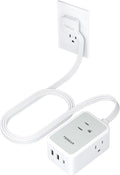 TESSAN Small Flat Plug Power Strip, Ultra Thin Extension Cord with 3 USB Wall Charger (1 USB C), 3 Outlets Mini Charging Station, 5 ft Slim Plug for Cruise Travel Office School Dorm Room Essentials
