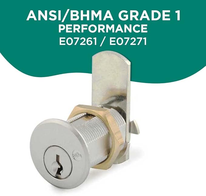 Olympus Lock DCN1 Rekeyable Cam Lock | 1" Cylinder KD Keyed Different | US26D Chrome Cabinet Lock | Grade 1 Reversible for Doors & Drawers