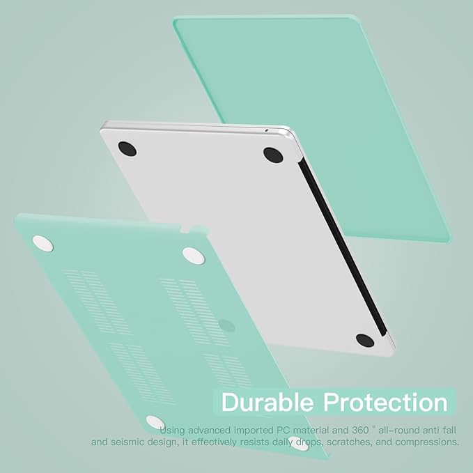 CISSOOK Compatible with MacBook Air 13.6 Inch 2025 2024 2022 Model A3240 A3113 A2681, Plastic Hard Shell Case with Keyboard Cover USB Adapter for MacBook Air 13 M4 M3 M2 Chip, Frosted Green