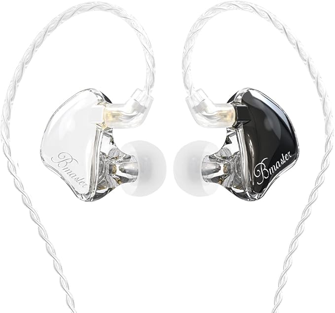 BASN in-Ear Monitors, Bmaster Triple Driver HiFi Stereo Noise-Isolating with Enhanced Bass for Musicians Stage/Audio Recording(PRO White/Black)