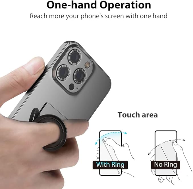 Phone Grip, Phone Ring Holder Finger Kickstand, Foldable & Adjustable Double Metal Cell Phone Rings Gripper Stand for iPhone Samsung &Other Phones - White Marble