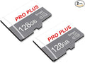 2 Pack TF Card 128GB with Adapter, High Speed Memory Card, UHS-I C10 A1 Memory TF Card for Tablet/Mobile Phone/Camera/Car Audio/Game Console (TF183 White Gray 128GB)