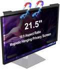 Magnetic Computer Privacy Screen Filter 21.5 Inch, Removable Hanging Aluminum Alloy Privacy Shield for 16:9 Widescreen Monitor, Anti Spy Anti Scratch Anti Glare Blue Light Screen Guard