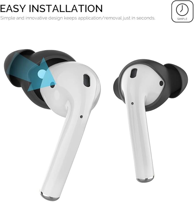AhaStyle 4 Pairs AirPods Ear Tips Silicone Earbuds Cover Compatible with Apple AirPods (2 Pair Large & 2 Pairs Small, Black)