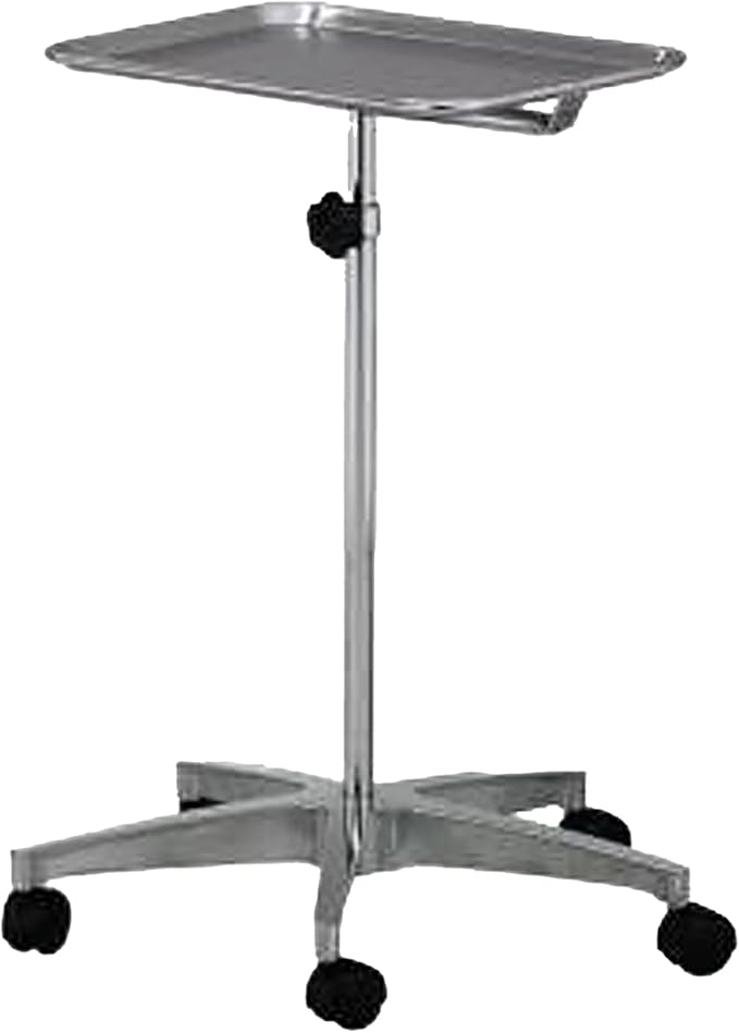 MediChoice Mobile Instrument Stand Steel Portable Adjustable Tray Medical Dental Salon Tattoo Esthetician Mobile Service Cart Table Statio Height from 31-50 Inch MAYO02000