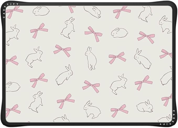 CASETiFY Impact MacBook Air 13.6" (M2-M4) Case [Cushioned Impact Corners/Scratch-Resistant/Anti-Slip Grip] - Rabbit Ribbon - Clear Black