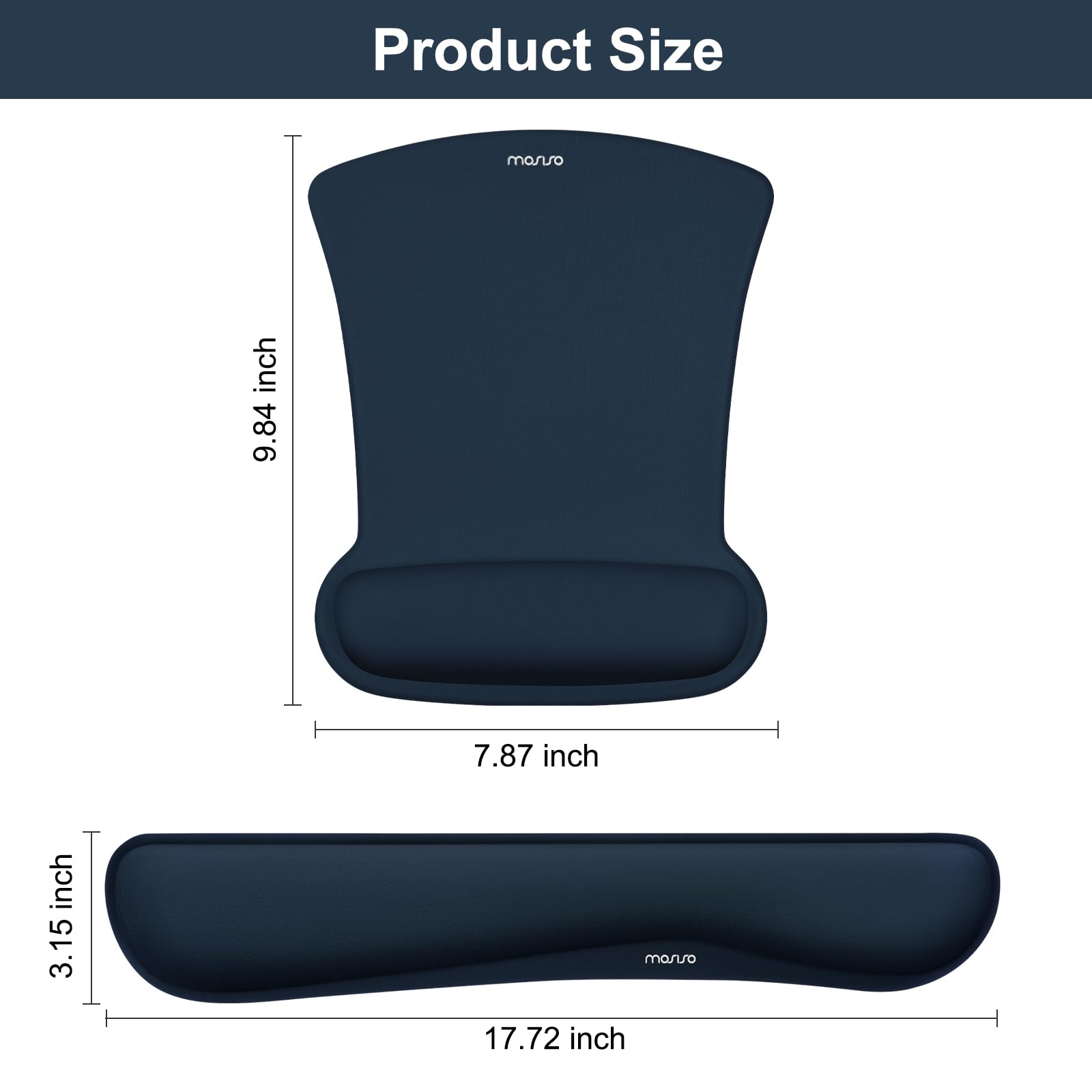 MOSISO Wrist Rest Support for Mouse Pad & Keyboard Set, Ergonomic Mousepad Non-Slip Base Home/Office Pain Relief & Easy Typing Cushion with Neoprene Cloth & Raised Memory Foam, Haze Blue