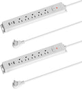 [2-Pack] 10 Ft Power Strip Surge Protector with USB Ports, Flat Plug Extension Cord, 5 AC Outlets and 3 USB Charging Ports, Wall Mountable, ETL Listed – White for Home, Office, Dorm