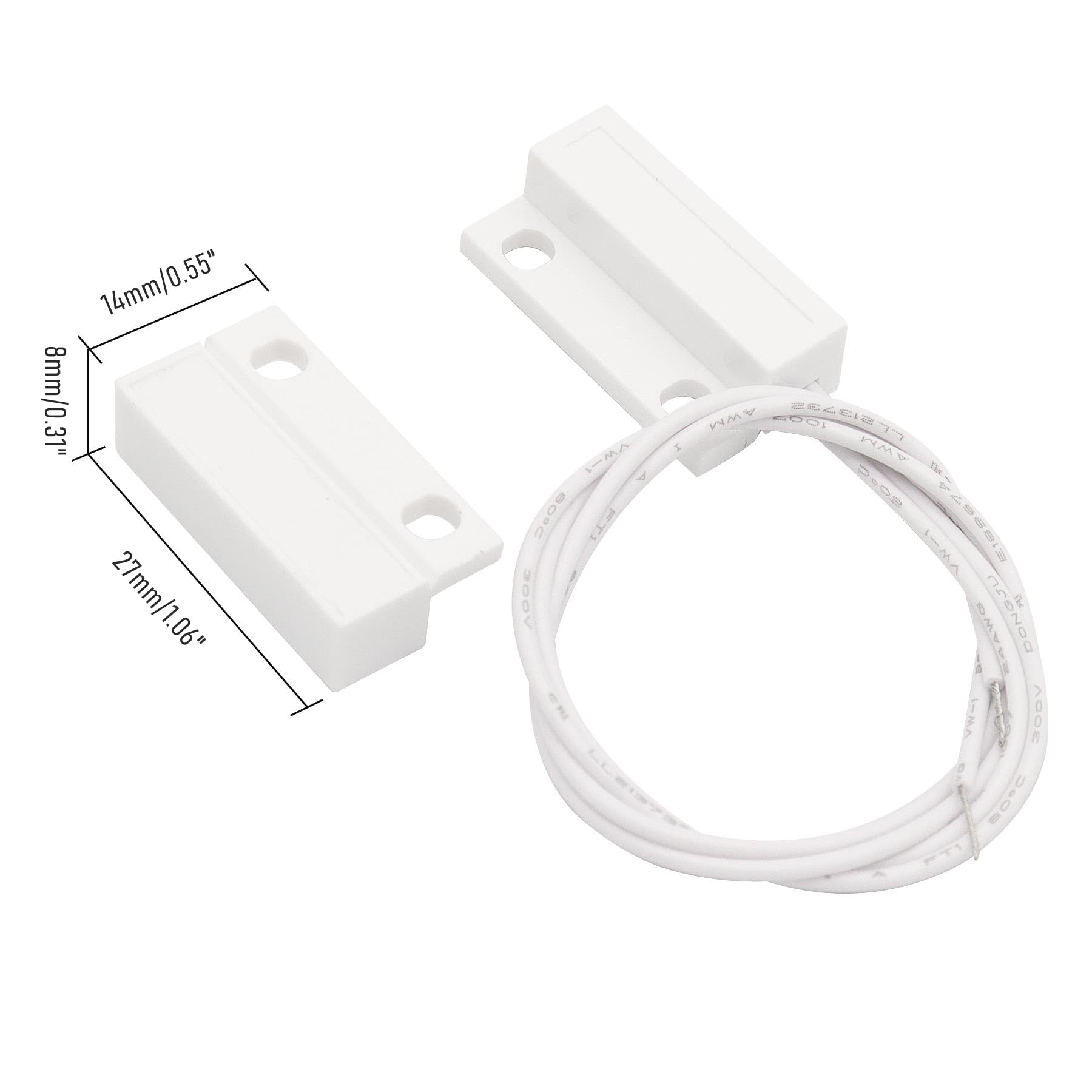 FOCMKEAS 2Pcs Magnetic Reed Switch Surface Mount, NC, 2 Wire, ABS, MC-38